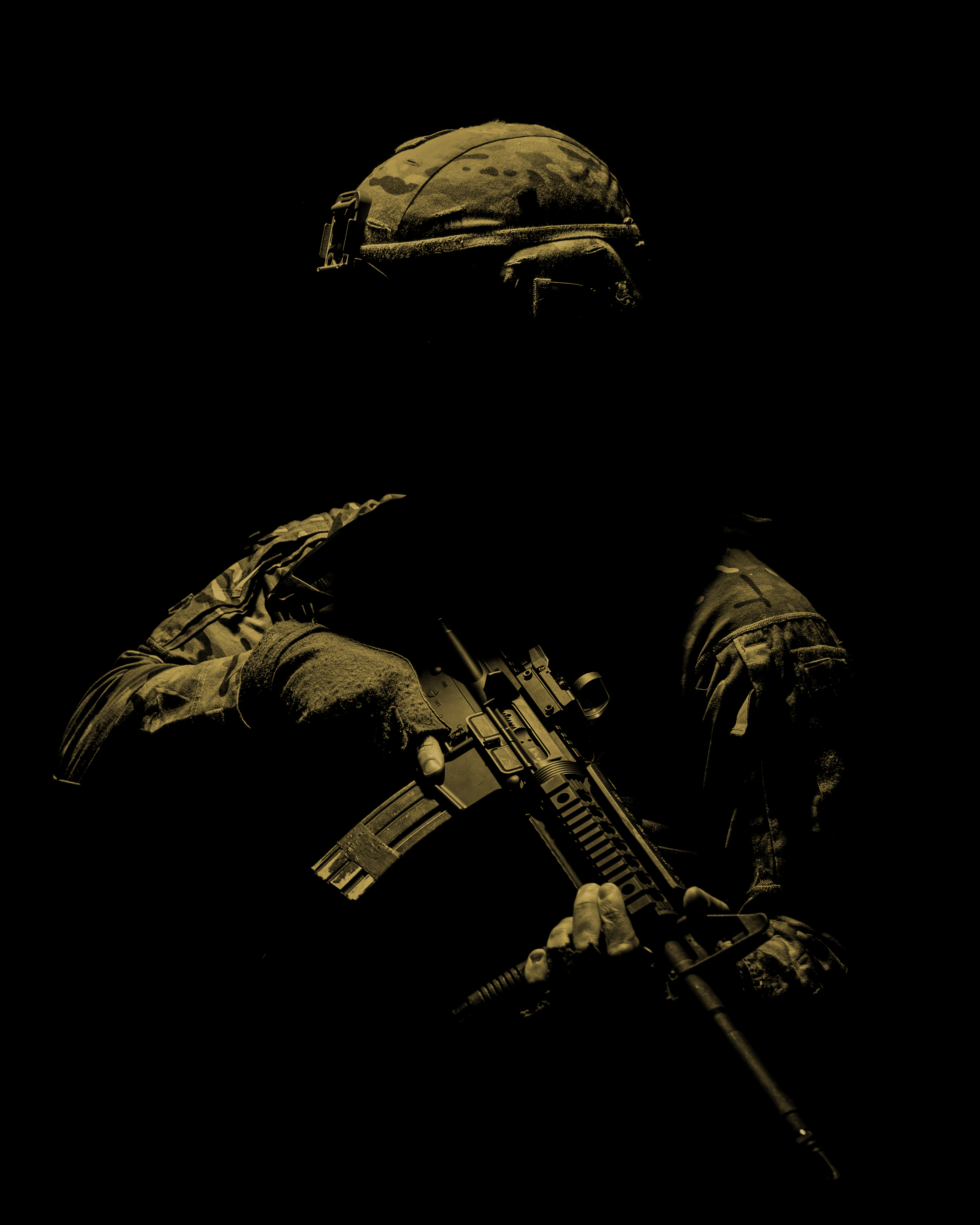 Soldier holding weapon